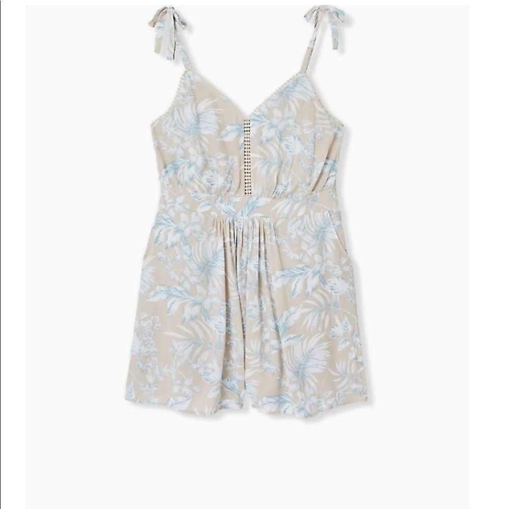 Beige and Blue Floral Romper